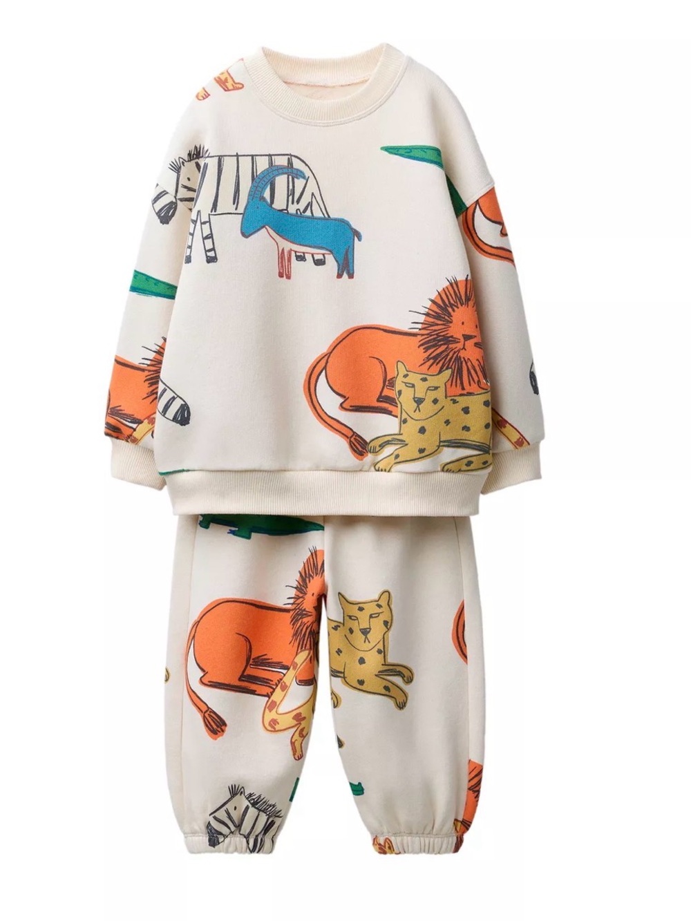 Zara Cream Floral Print Elastic Waist Skirt with Orange and Yellow Accents